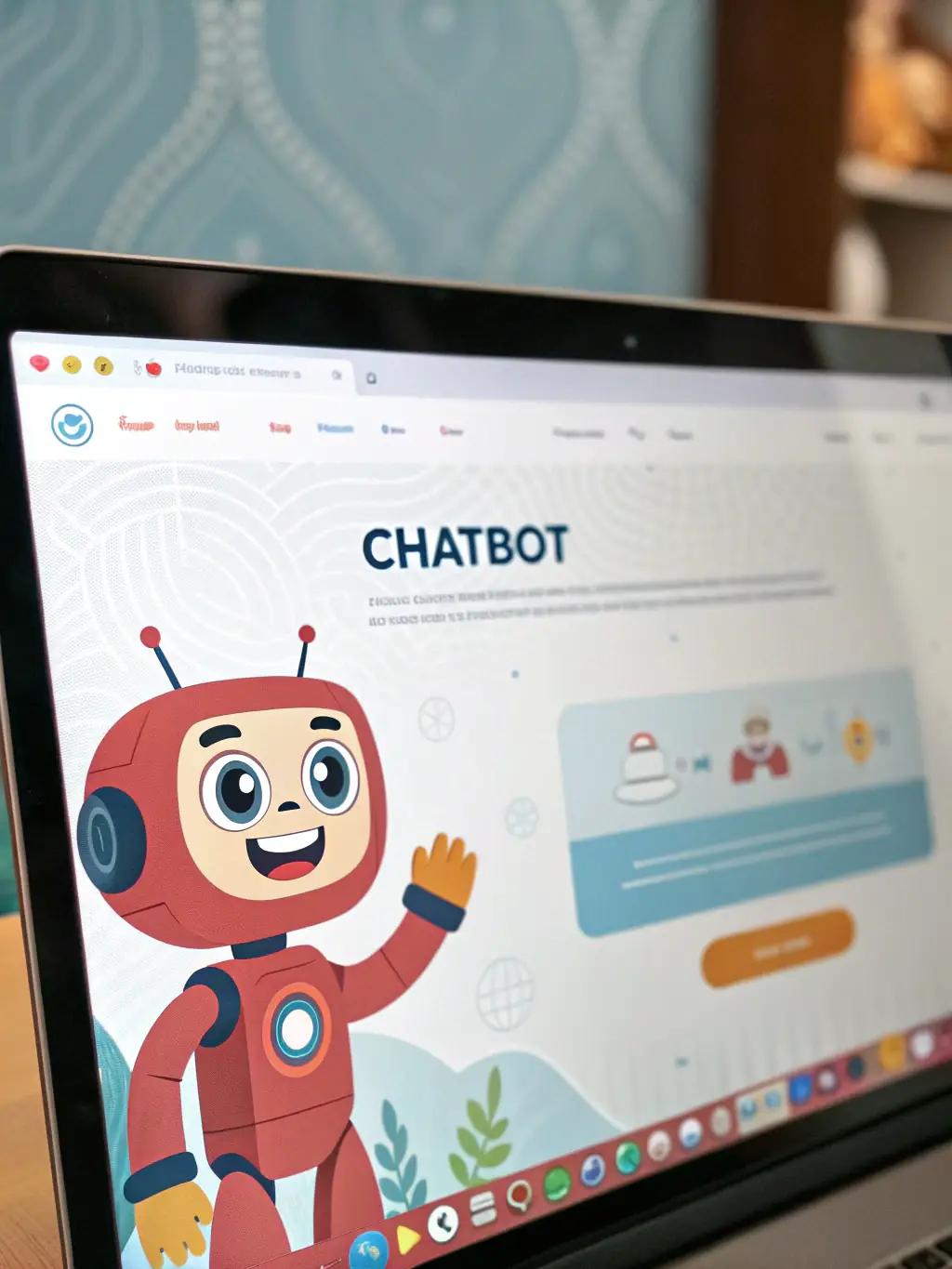 A friendly AI chatbot icon assisting a customer on a website, showcasing instant support.